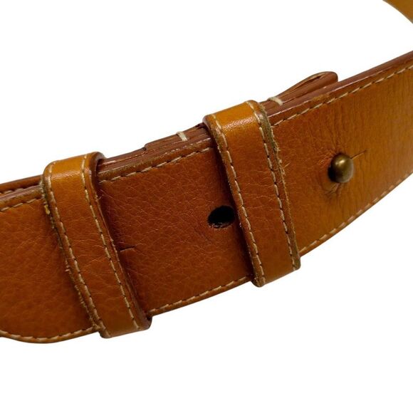 Christian DIOR Cognac Brown Leather D Charm Saddle Belt 85 cm Auth US Medium main image 7